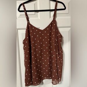 Brown Polka Dot Sleeveless Top